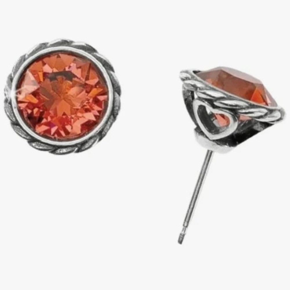 Brighton Coral Crystal Stud Earrings